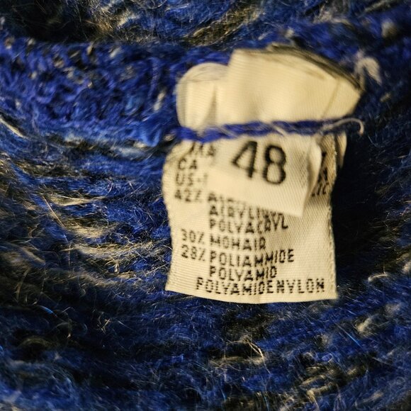 Vintage 80's Benetton Sweater Blue Gray Deep V-Neck Made in Italy XL EU 48 - Picture 9 of 9